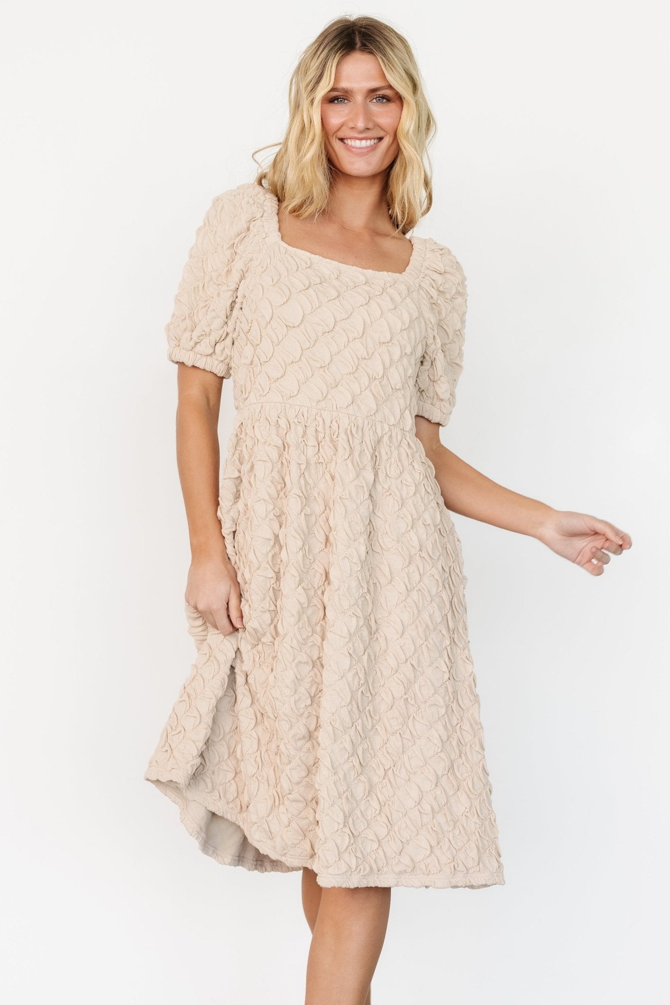 Keri Gathered Dress | Baltic Born Light Taupe