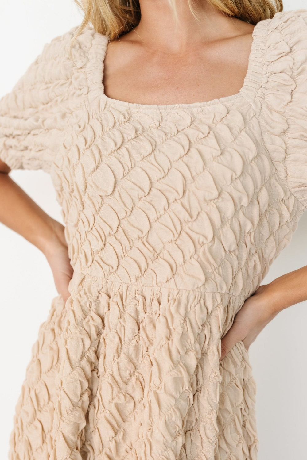 Keri Gathered Dress | Baltic Born Light Taupe