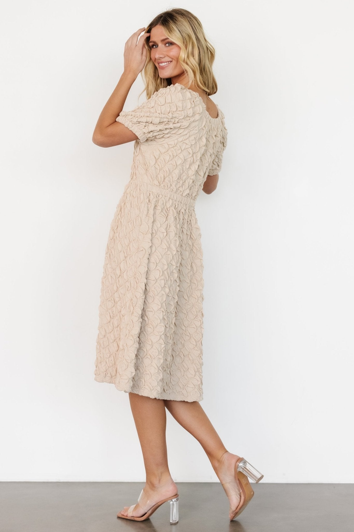 Keri Gathered Dress | Baltic Born Light Taupe