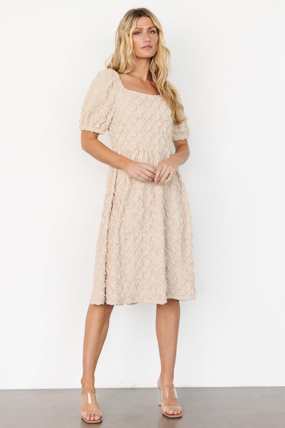 Keri Gathered Dress | Baltic Born Light Taupe