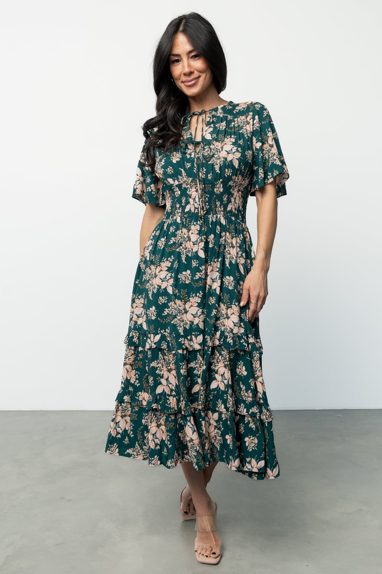 Spell Boho Midi Dress | Baltic Born Topaz + Blush Floral