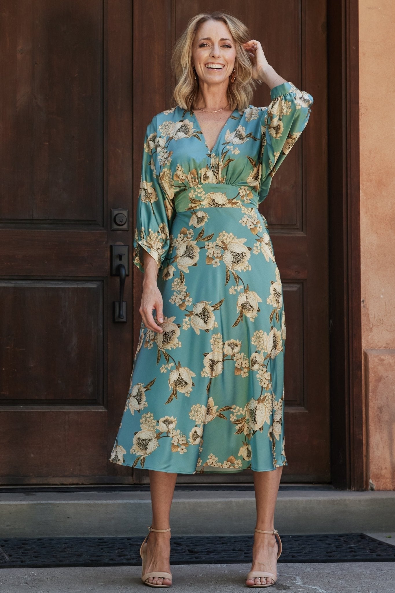 Joni Satin Midi Dress | Baltic Born Blue Multi