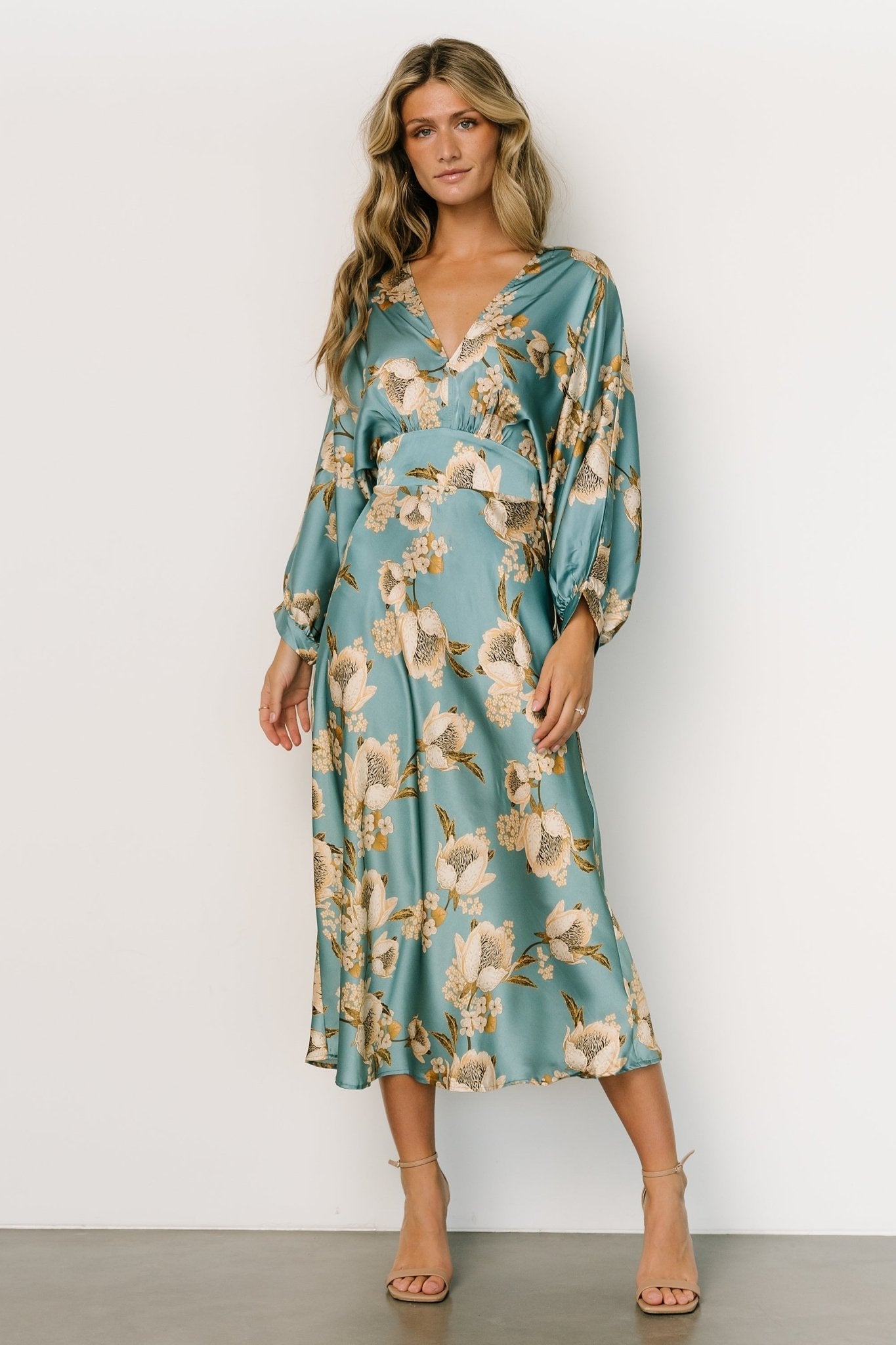 Joni Satin Midi Dress | Baltic Born Blue Multi