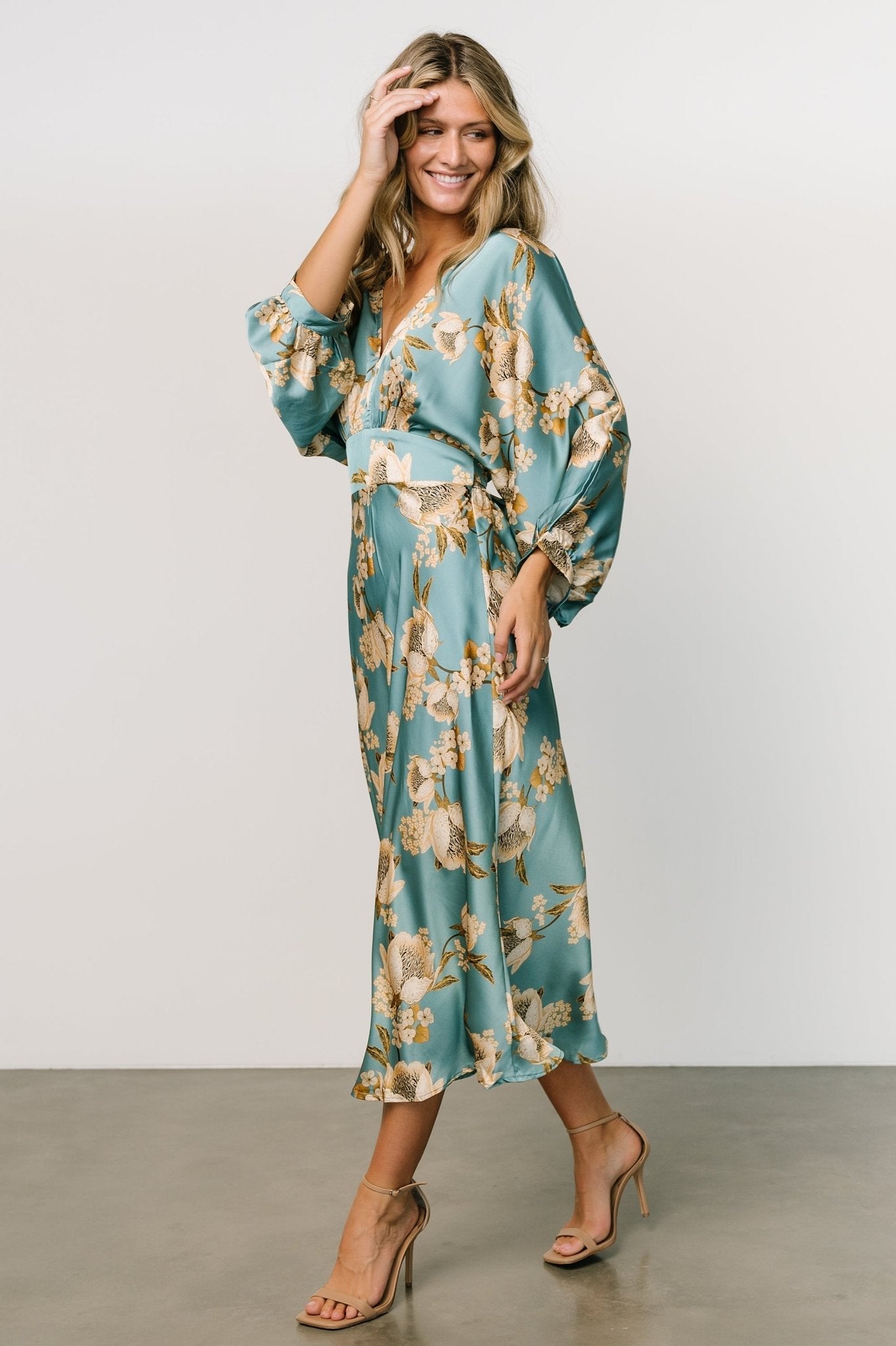 Joni Satin Midi Dress | Baltic Born Blue Multi
