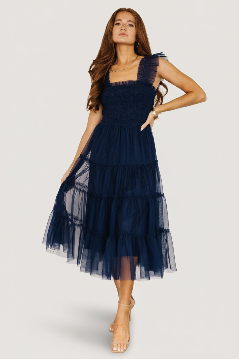 Emma Smocked Tulle Dress | Baltic Born Navy