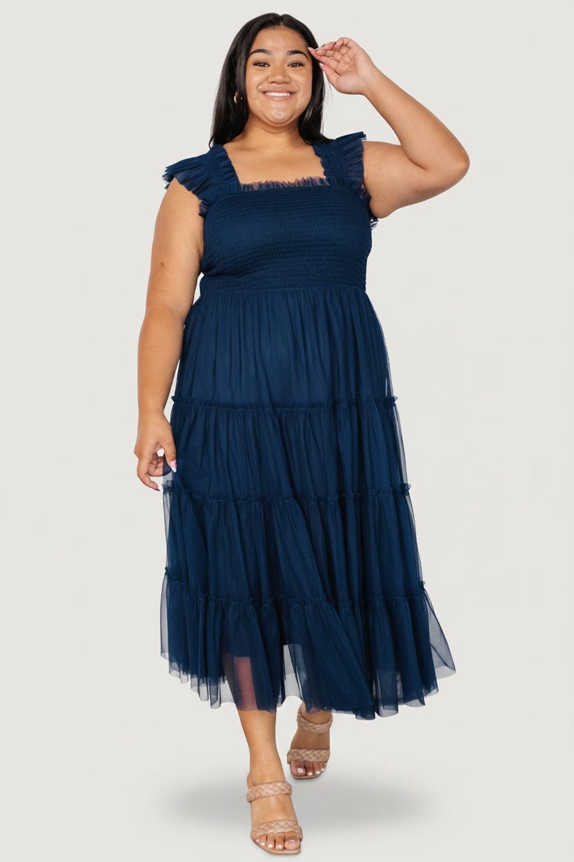 Emma Smocked Tulle Dress | Baltic Born Navy