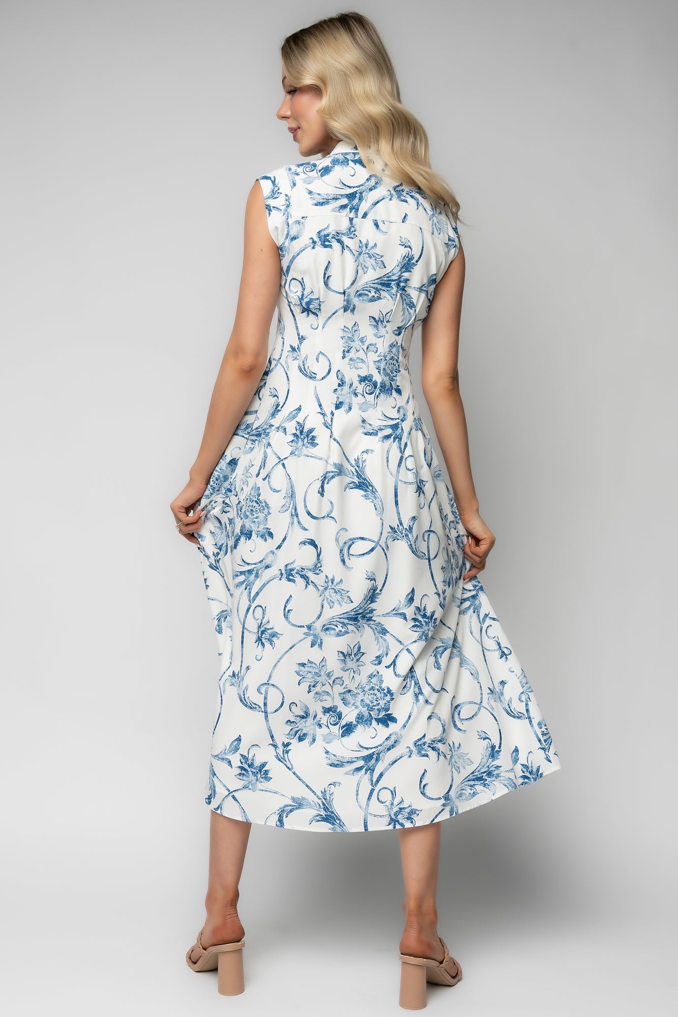 Tobias Midi Dress | Baltic Born Off White + Blue Floral
