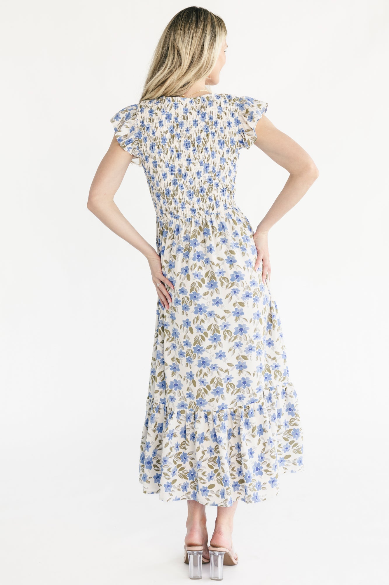 Tilly Smocked Dress | Baltic Born Ivory + Blue Floral