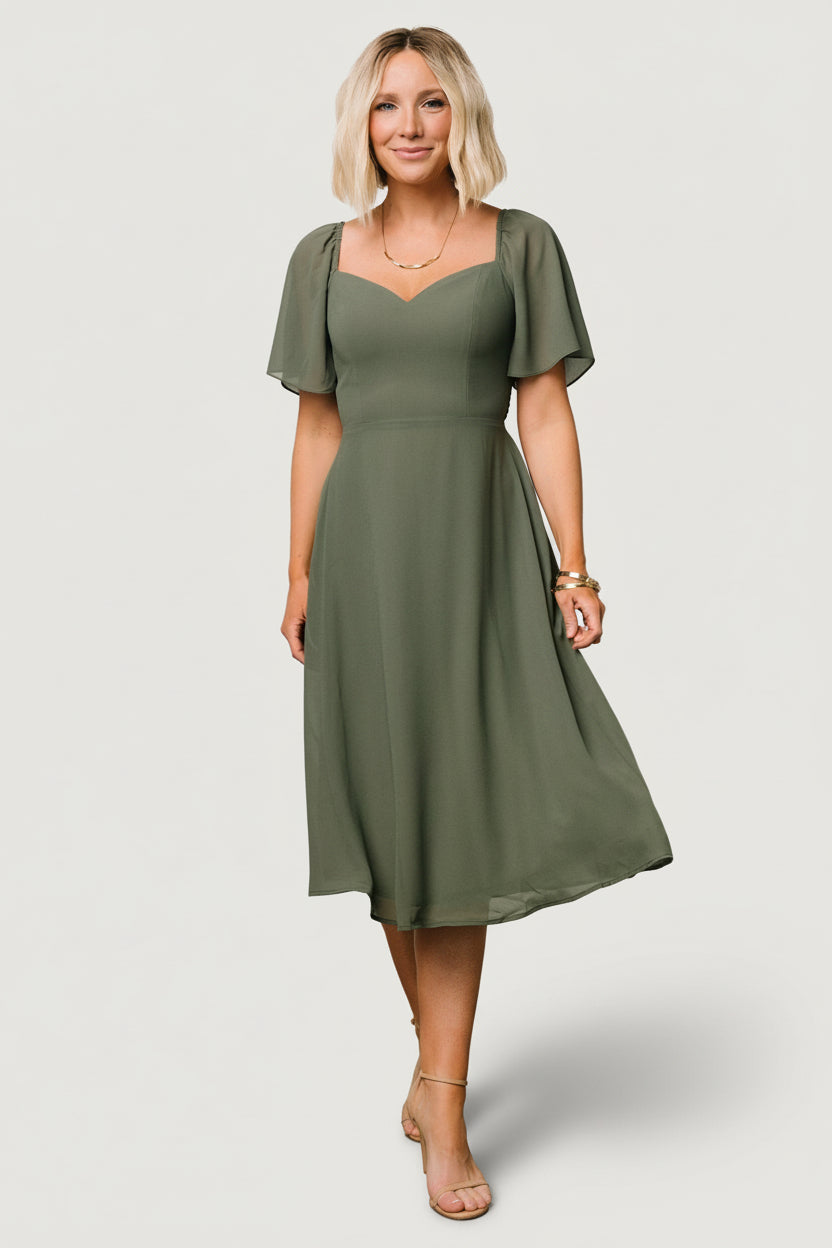 Colette Sweetheart Midi Dress | Baltic Born Dark Sage