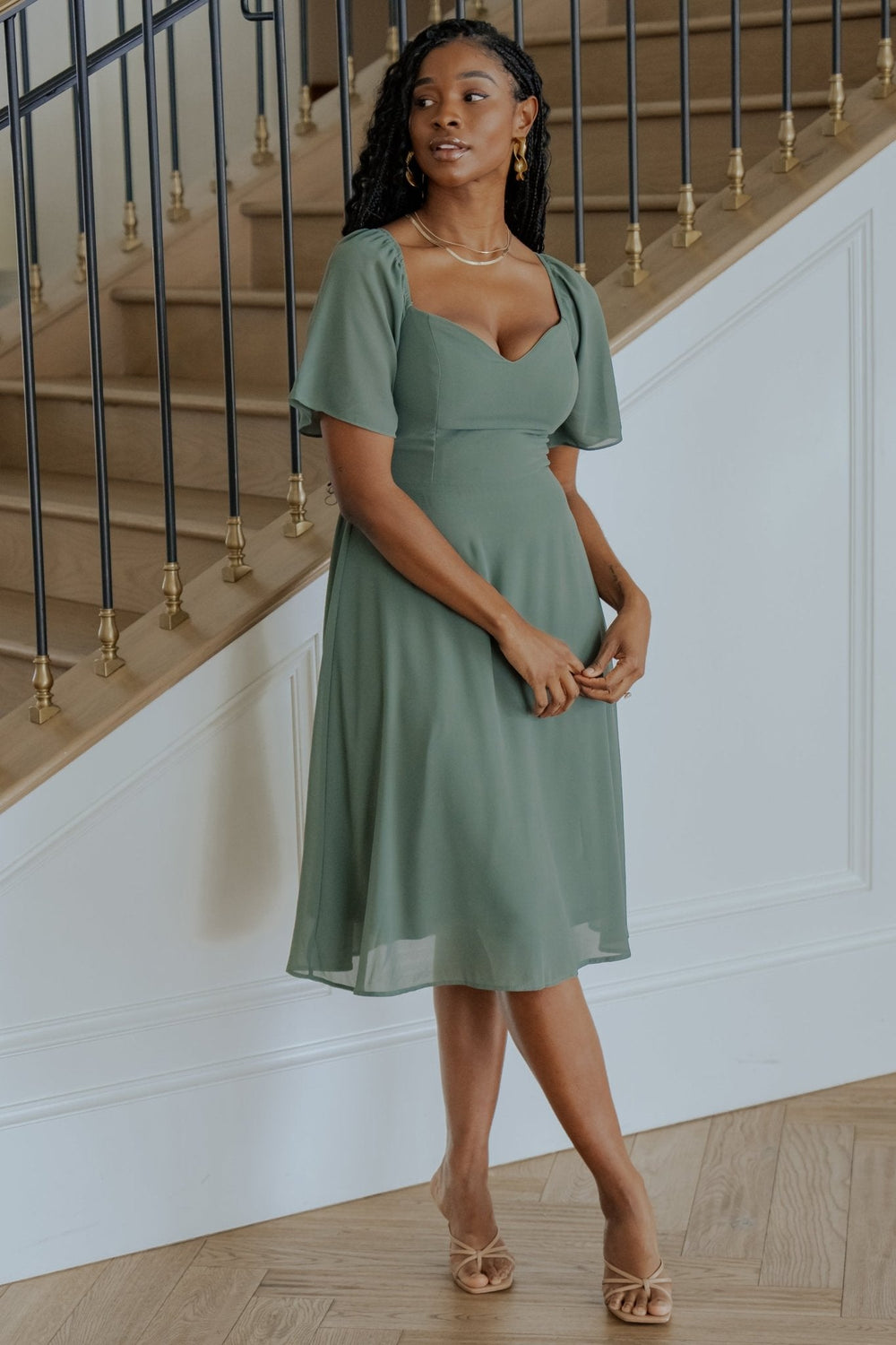 Colette Sweetheart Midi Dress | Baltic Born Dark Sage