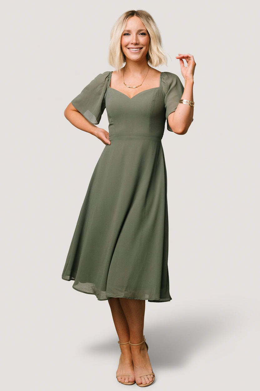 Colette Sweetheart Midi Dress | Baltic Born Dark Sage