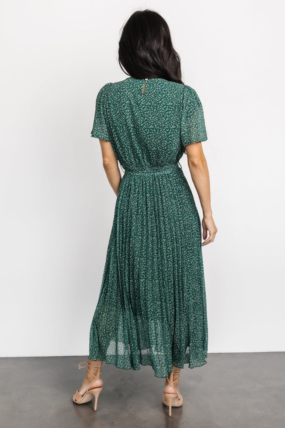 Prim Pleated Dress | Baltic Born Green Print
