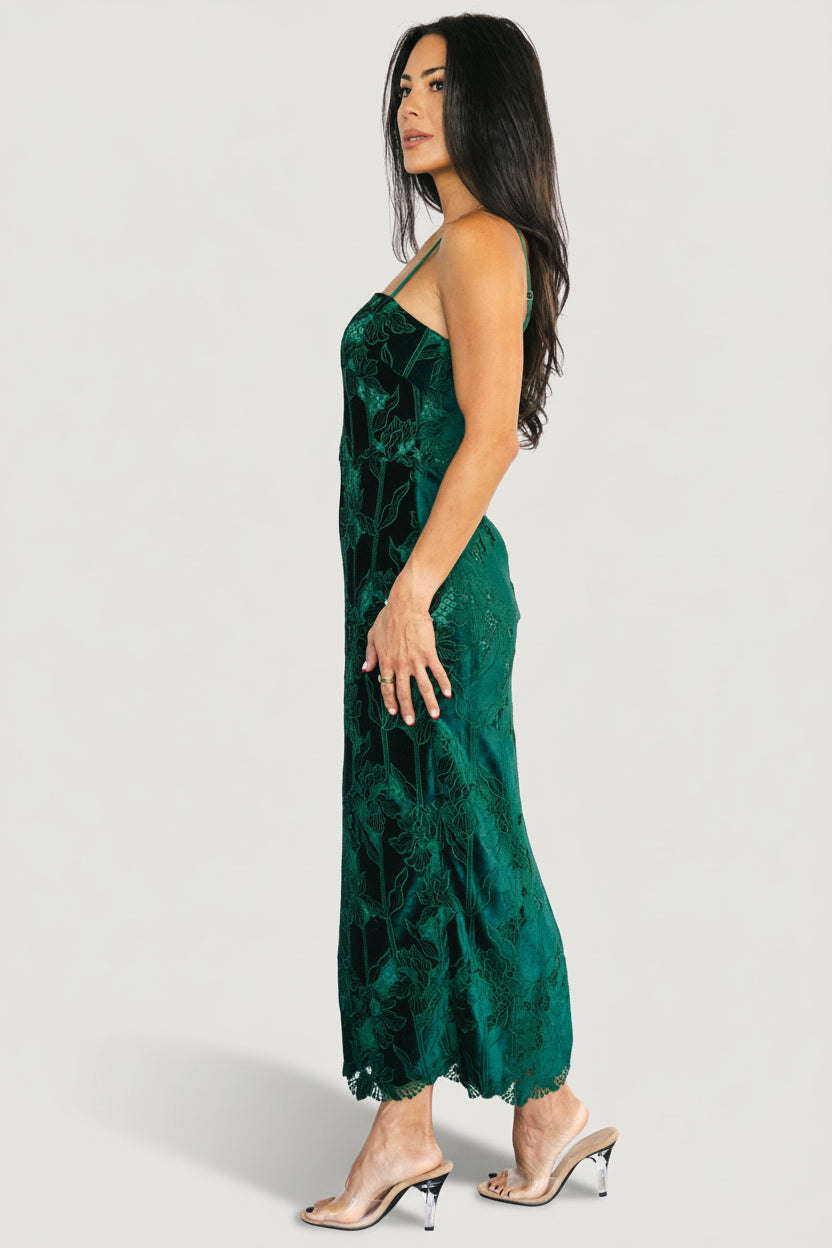 Nadia Lace Midi Dress | Baltic Born Emerald