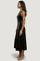 Annika Velvet Midi Dress | Baltic Born Olive