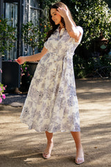 Claire Button Up Midi Dress | Baltic Born Ivory + Blue Floral