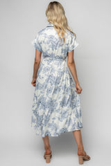 Claire Button Up Midi Dress | Baltic Born Ivory + Blue Floral