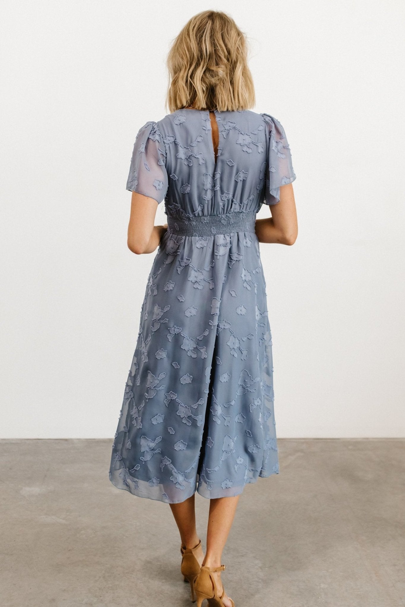 June Smocked Midi Dress | Baltic Born Blue