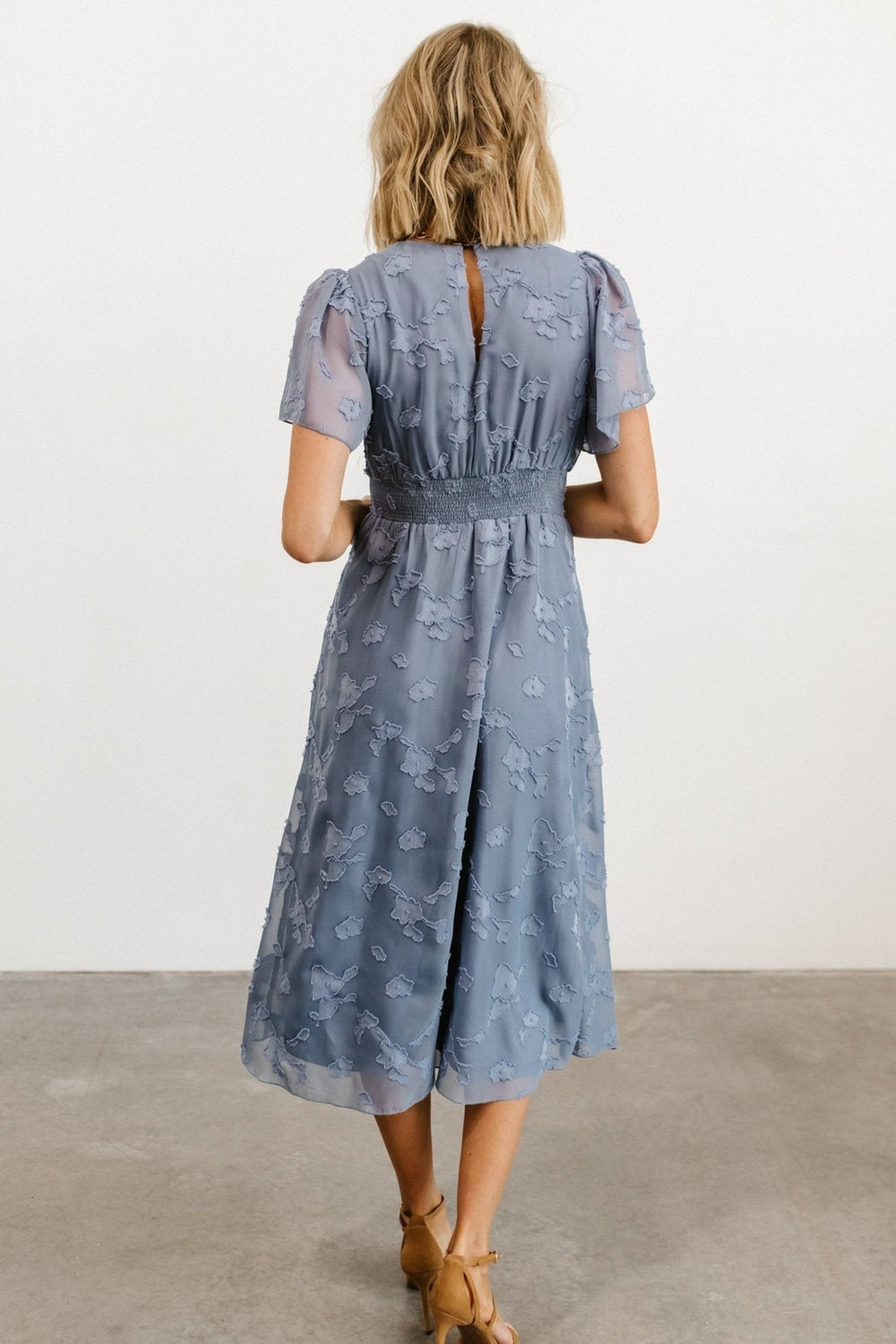June Smocked Midi Dress | Baltic Born Blue
