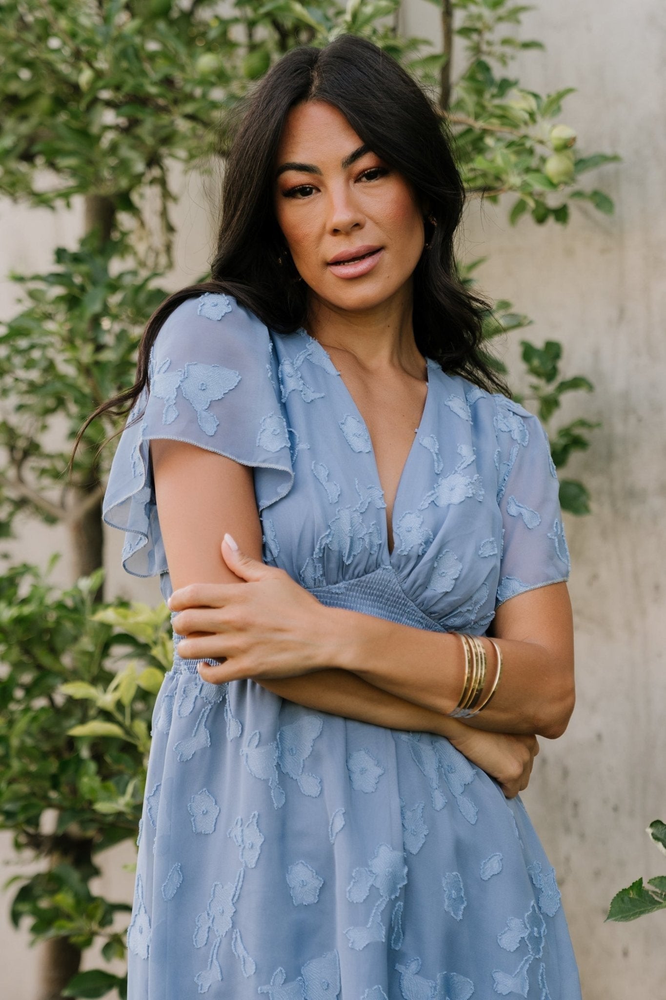 June Smocked Midi Dress | Baltic Born Blue