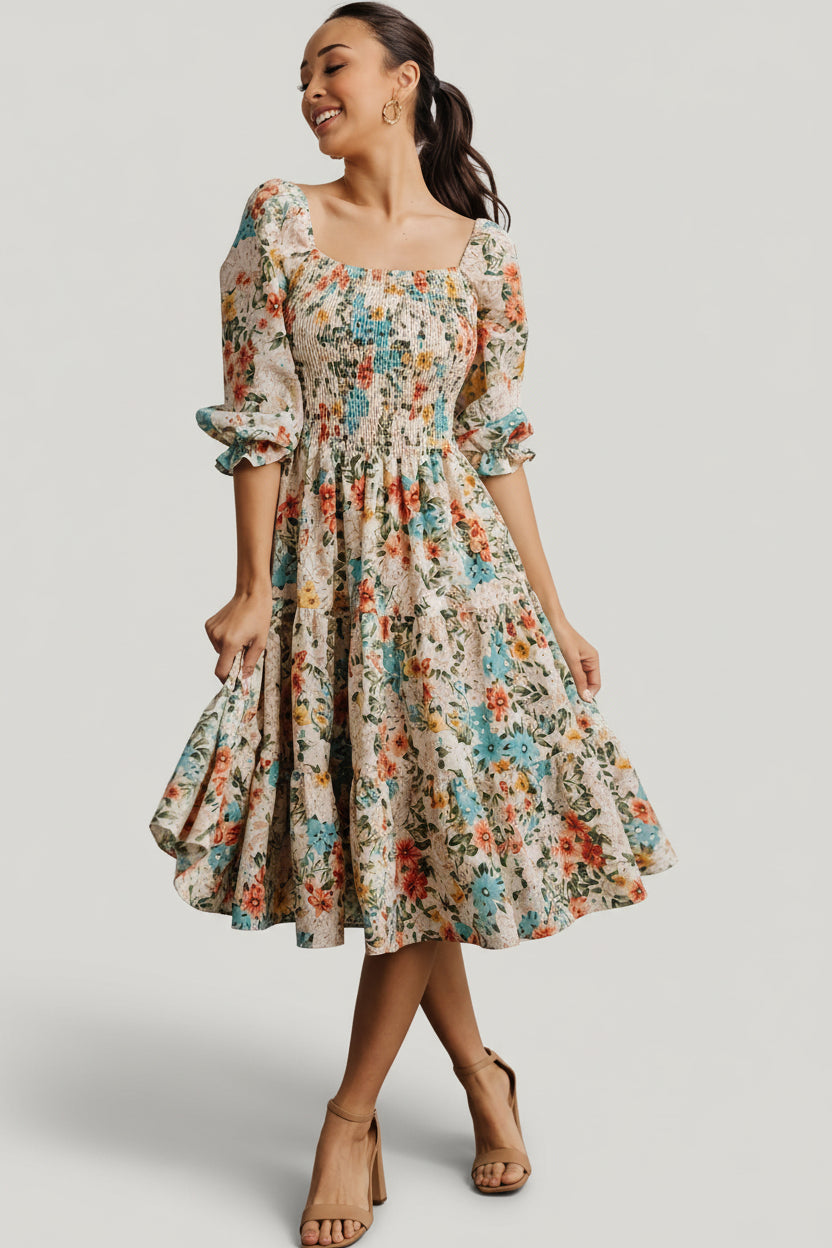 Marta Smocked Midi Dress | Baltic Born Summer Floral
