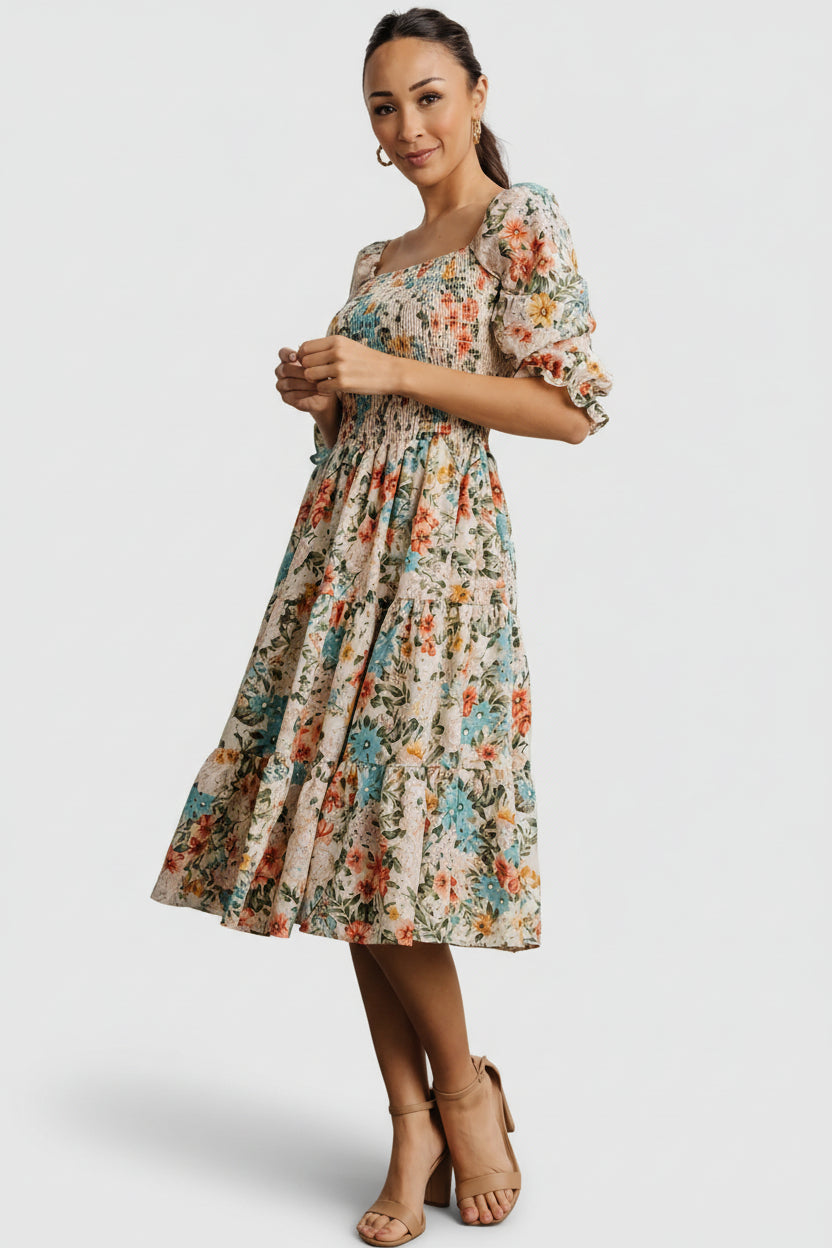 Marta Smocked Midi Dress | Baltic Born Summer Floral