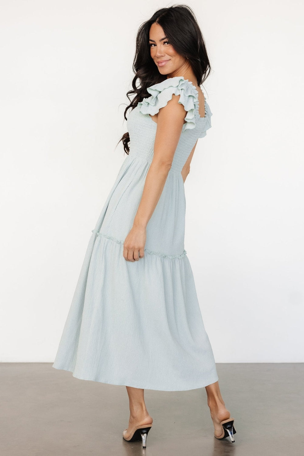 Jacie Smocked Midi Dress | Baltic Born Light Blue