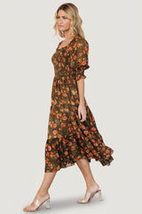 Fabian Jacquard Midi Dress | Baltic Born Olive Floral