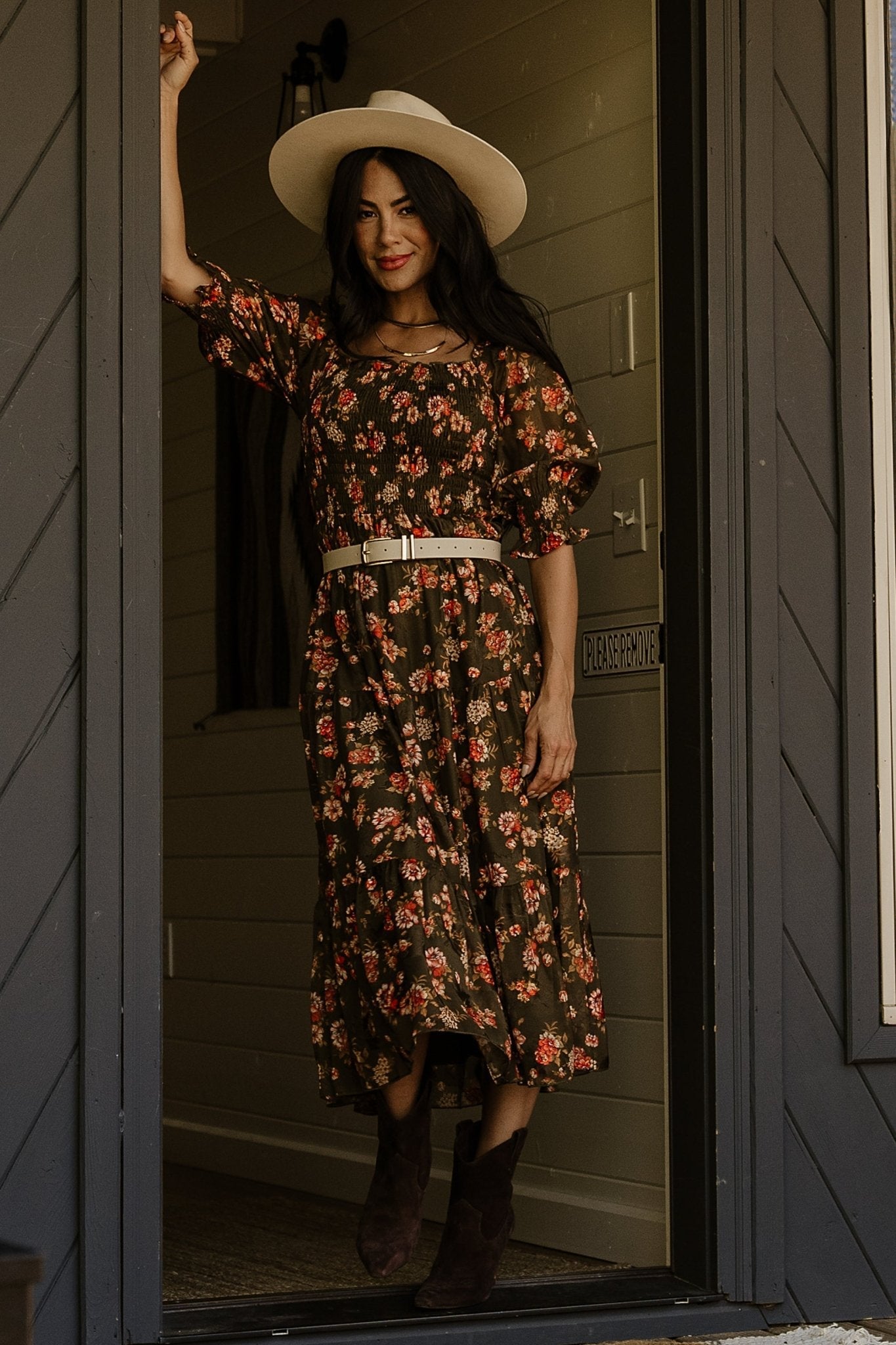 Fabian Jacquard Midi Dress | Baltic Born Olive Floral