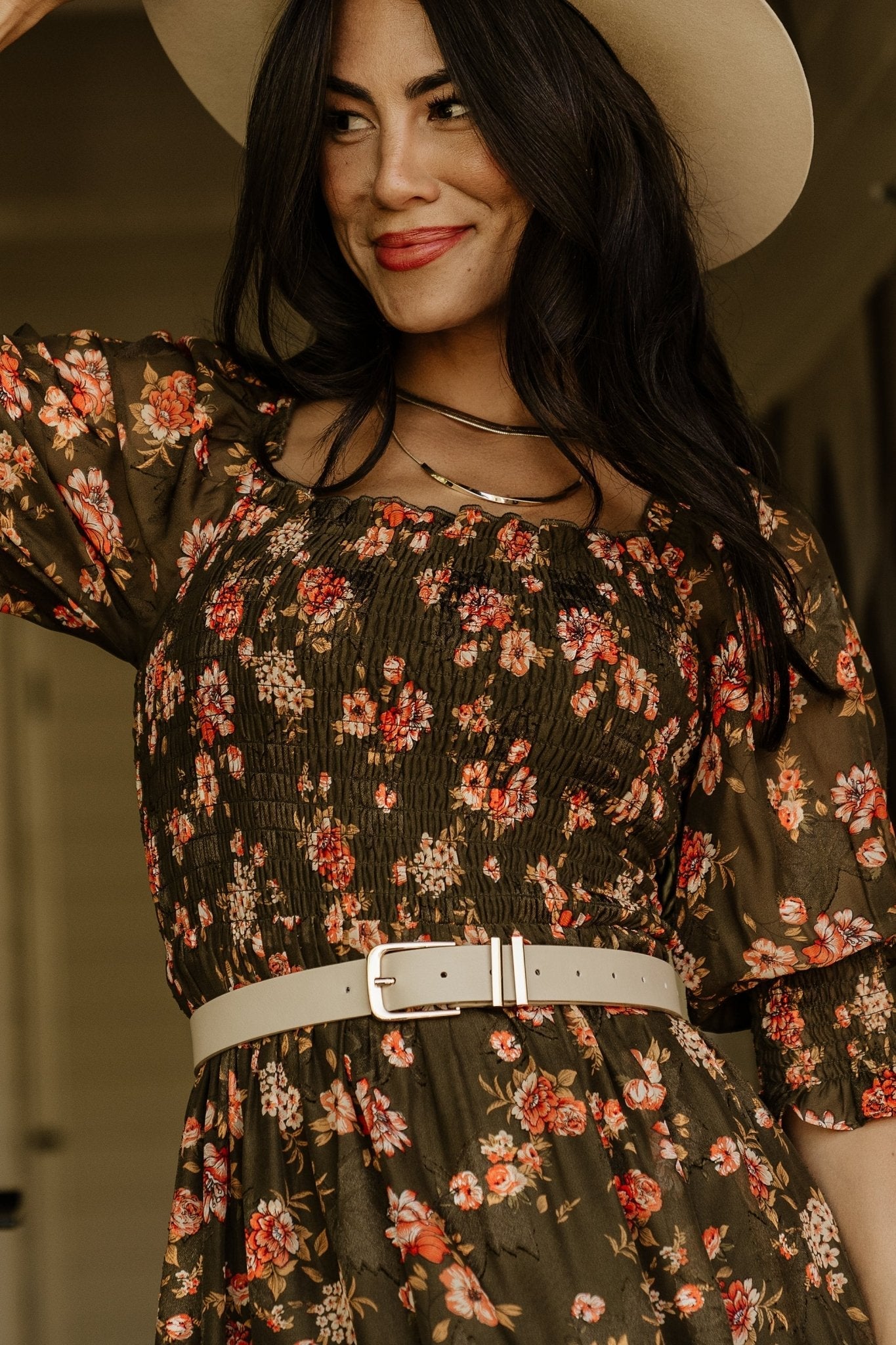 Fabian Jacquard Midi Dress | Baltic Born Olive Floral