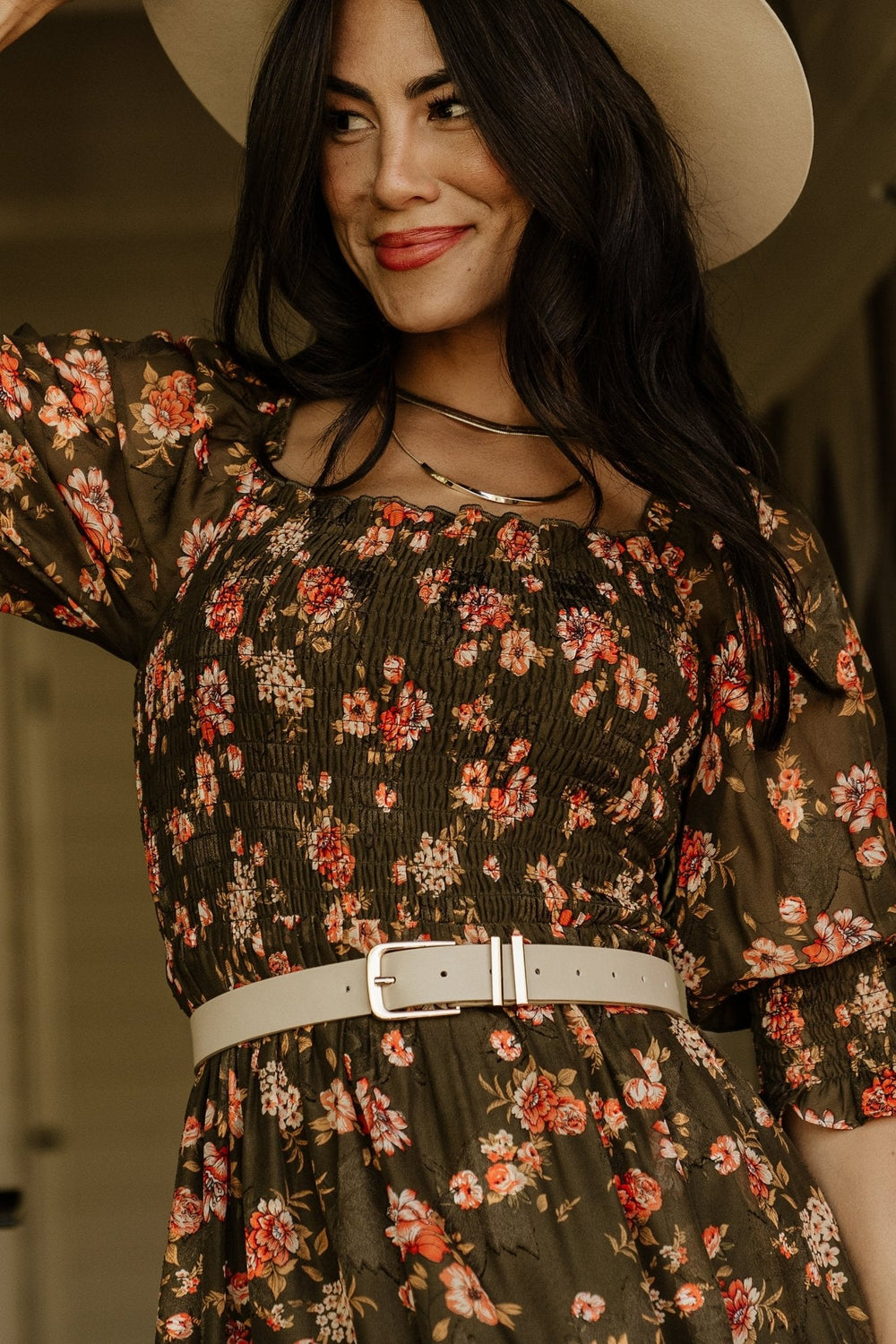 Fabian Jacquard Midi Dress | Baltic Born Olive Floral