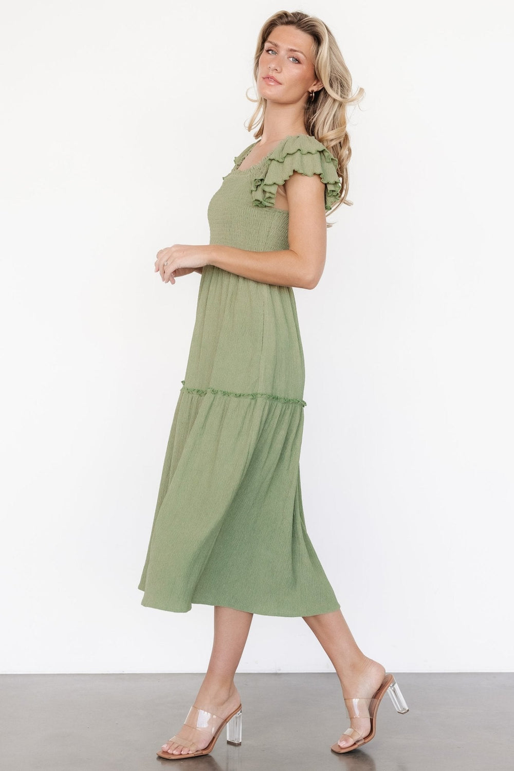 Jacie Smocked Midi Dress | Baltic Born Sage