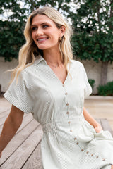 Larah Button Dress | Baltic Born Sage Stripe