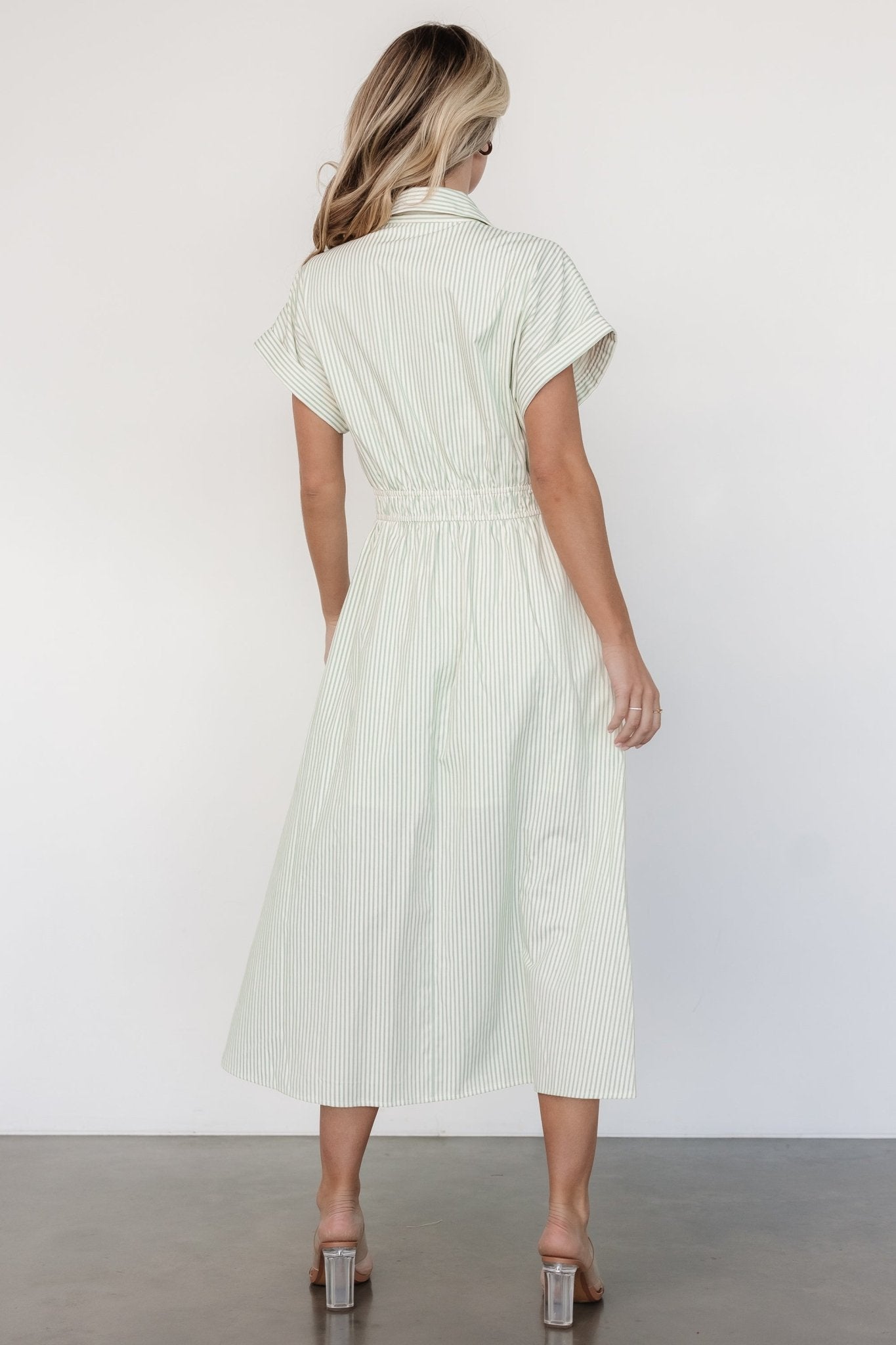 Larah Button Dress | Baltic Born Sage Stripe