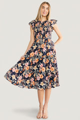 Loretta Smocked Midi Dress | Baltic Born Midnight Floral