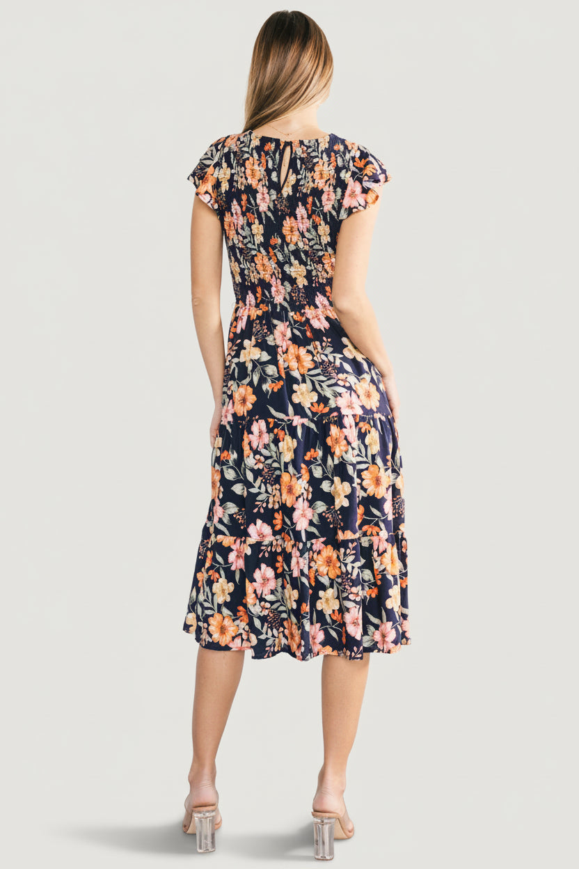 Loretta Smocked Midi Dress | Baltic Born Midnight Floral