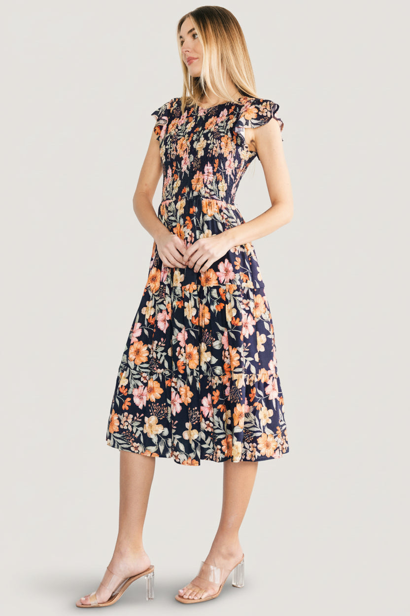 Loretta Smocked Midi Dress | Baltic Born Midnight Floral