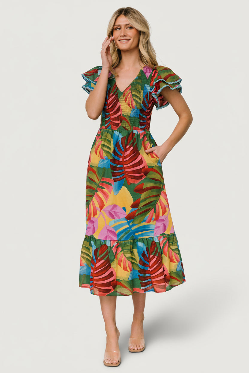Marielle Smocked Midi Dress | Baltic Born Multi Print