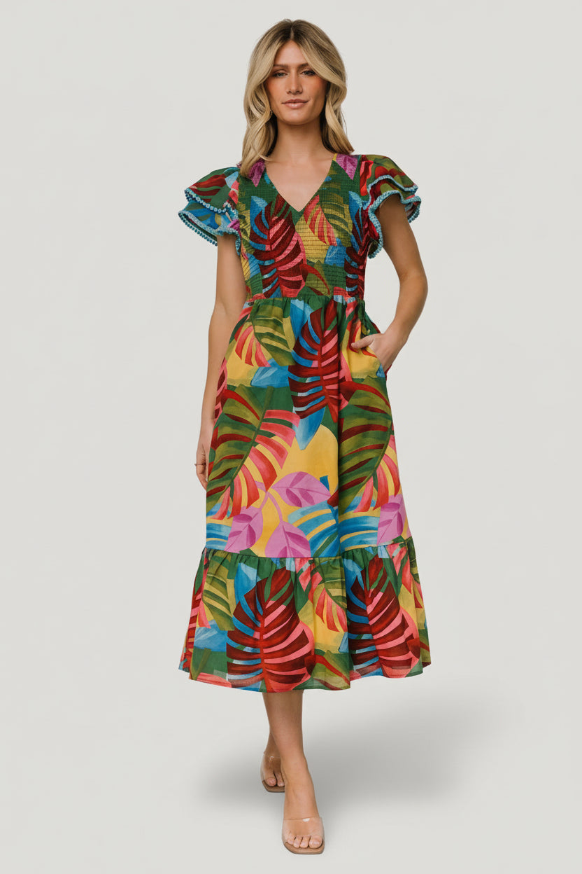Marielle Smocked Midi Dress | Baltic Born Multi Print