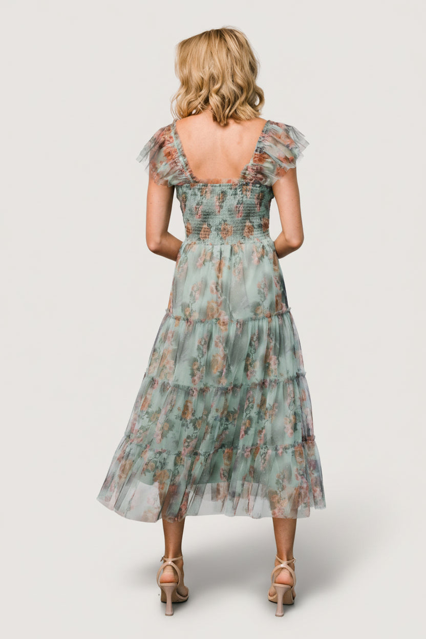 Clementine Tulle Midi Dress | Baltic Born Sage Multi Floral
