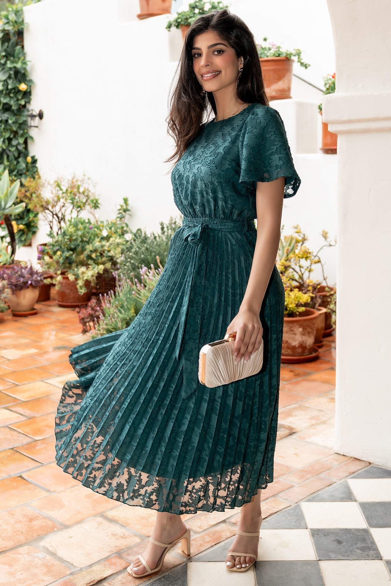 Mindy Pleated Dress | Baltic Born Emerald