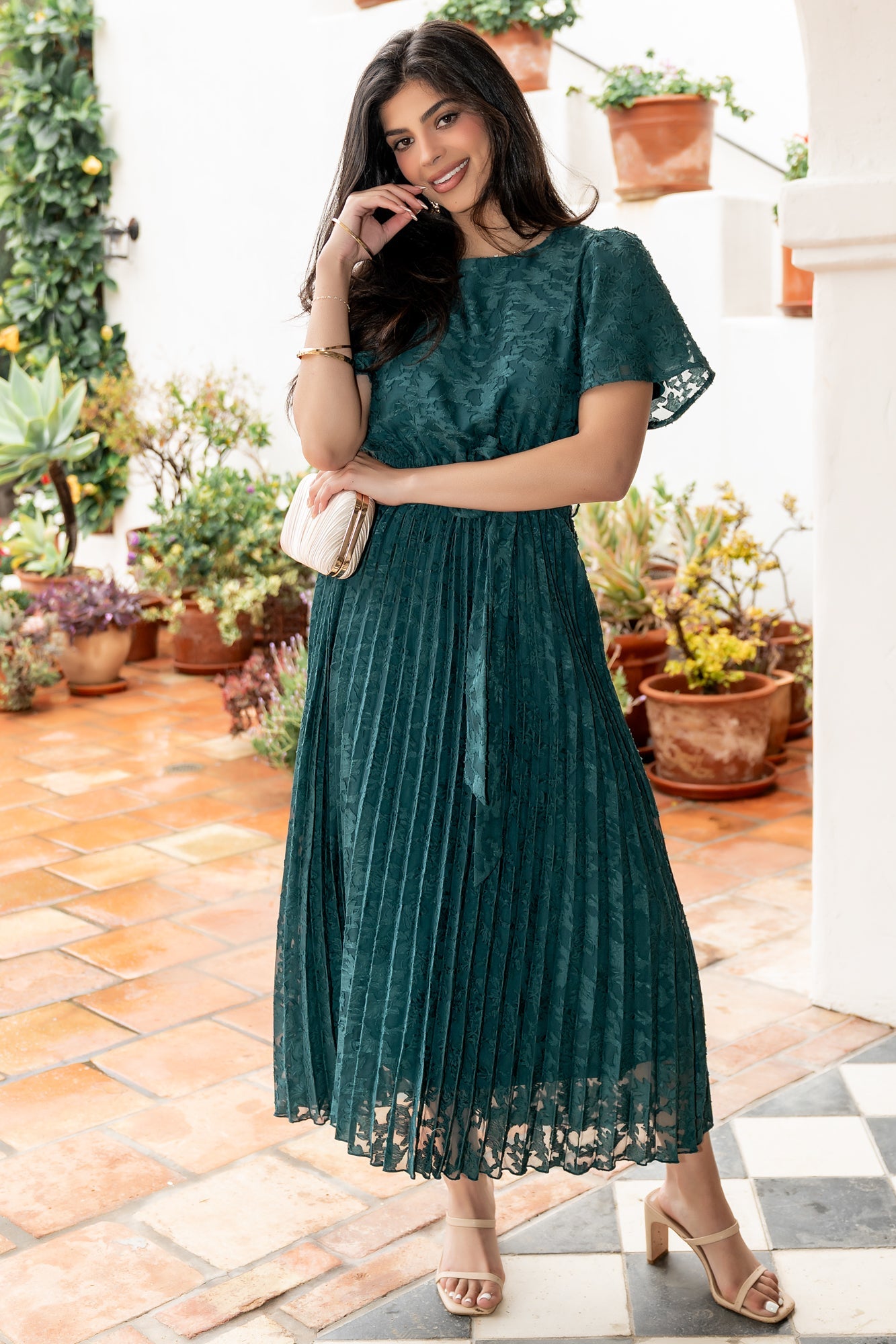 Mindy Pleated Dress | Baltic Born Emerald