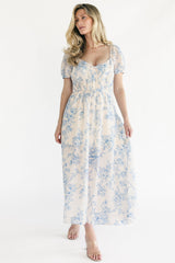 Vada Midi Dress | Baltic Born Cream + Blue Floral