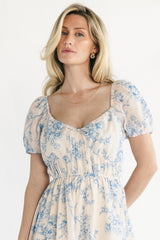 Vada Midi Dress | Baltic Born Cream + Blue Floral