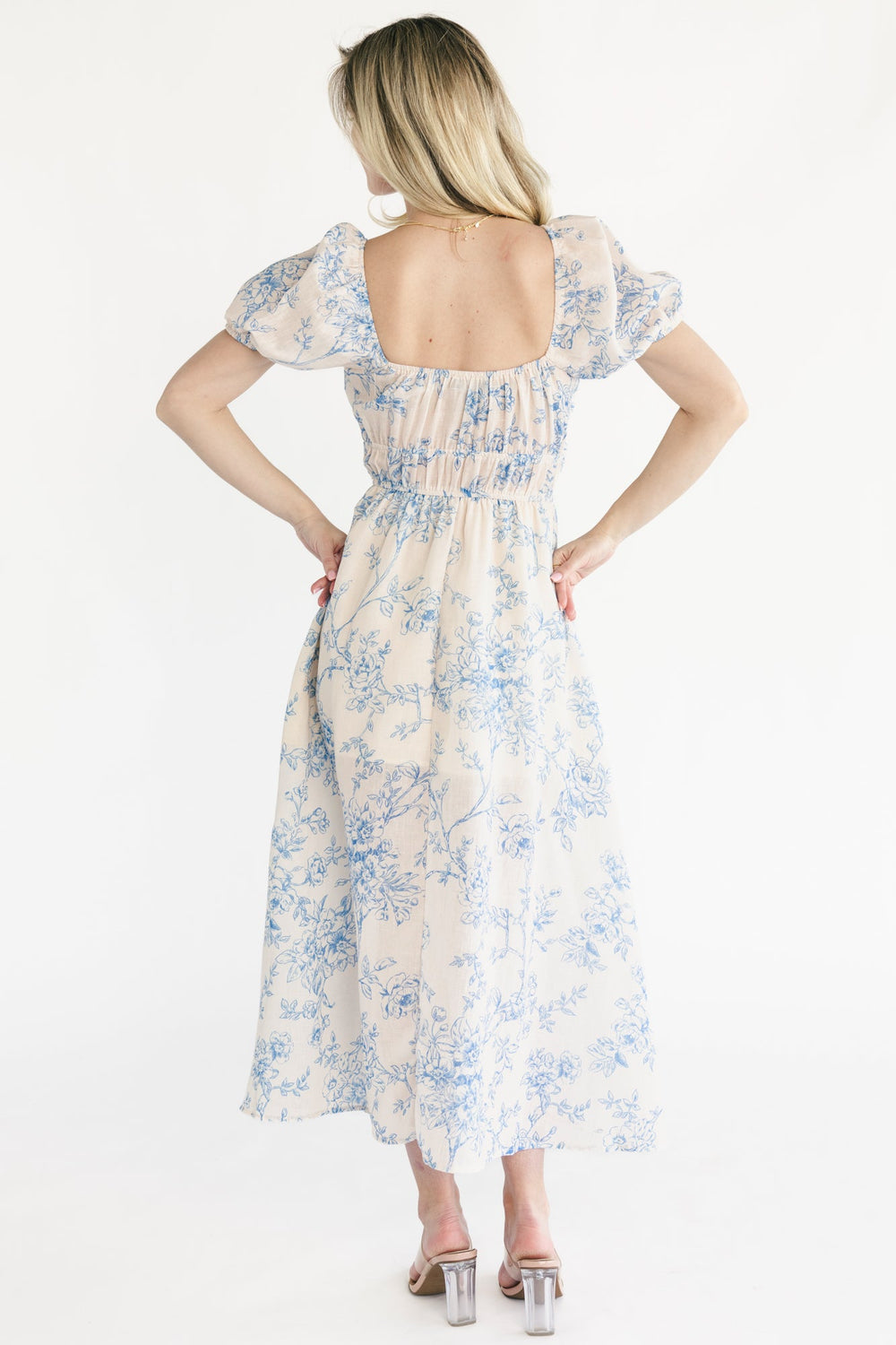Vada Midi Dress | Baltic Born Cream + Blue Floral