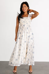 Phoebe Midi Dress | Baltic Born Cream + Blue Floral