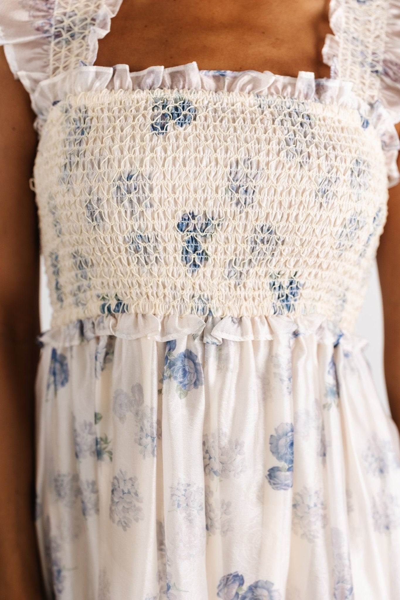 Phoebe Midi Dress | Baltic Born Cream + Blue Floral