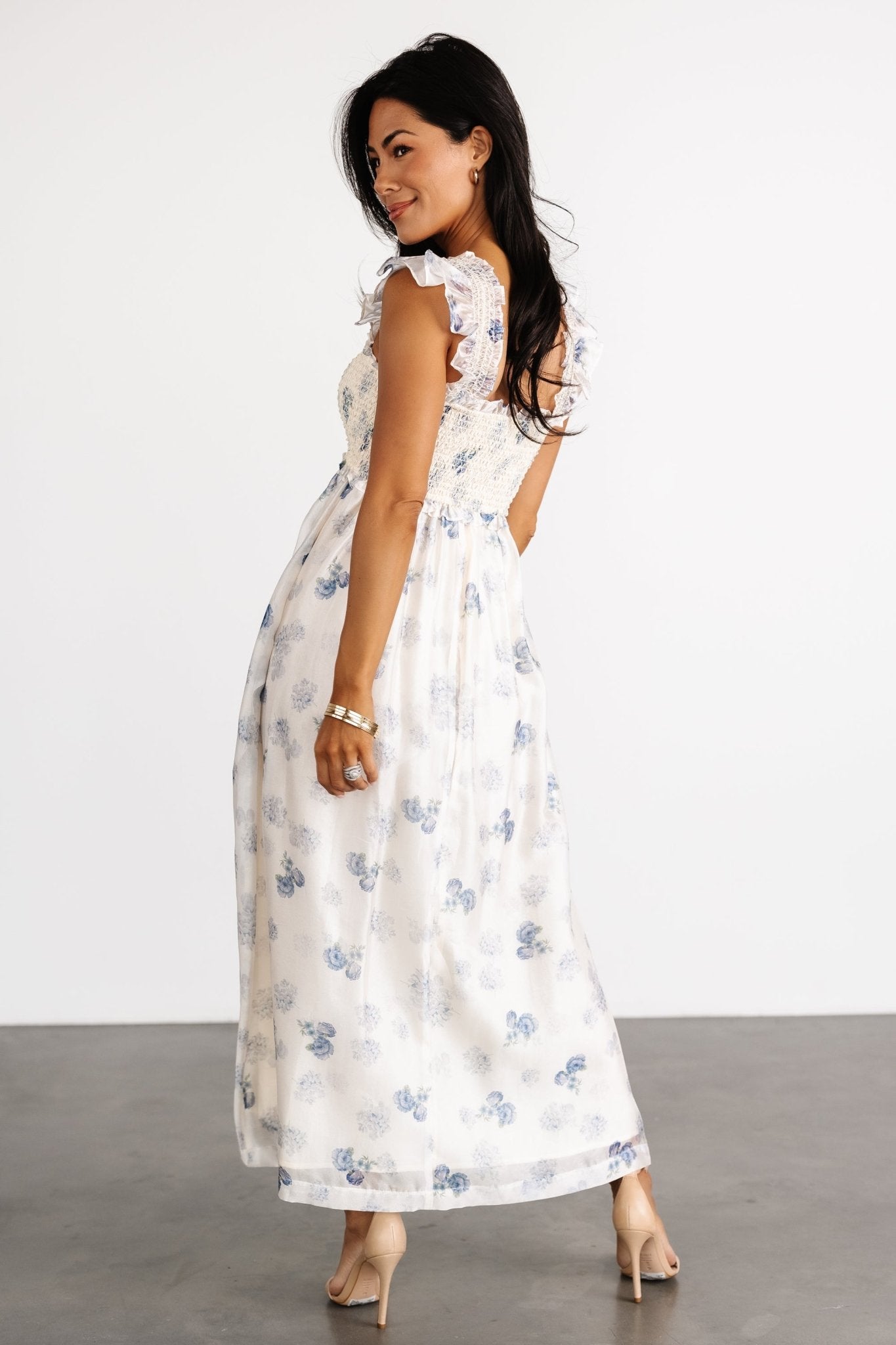 Phoebe Midi Dress | Baltic Born Cream + Blue Floral