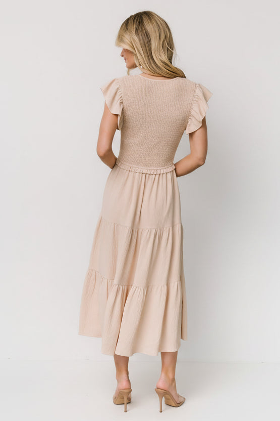 Afton Smocked Tiered Dress | Baltic Born Sand