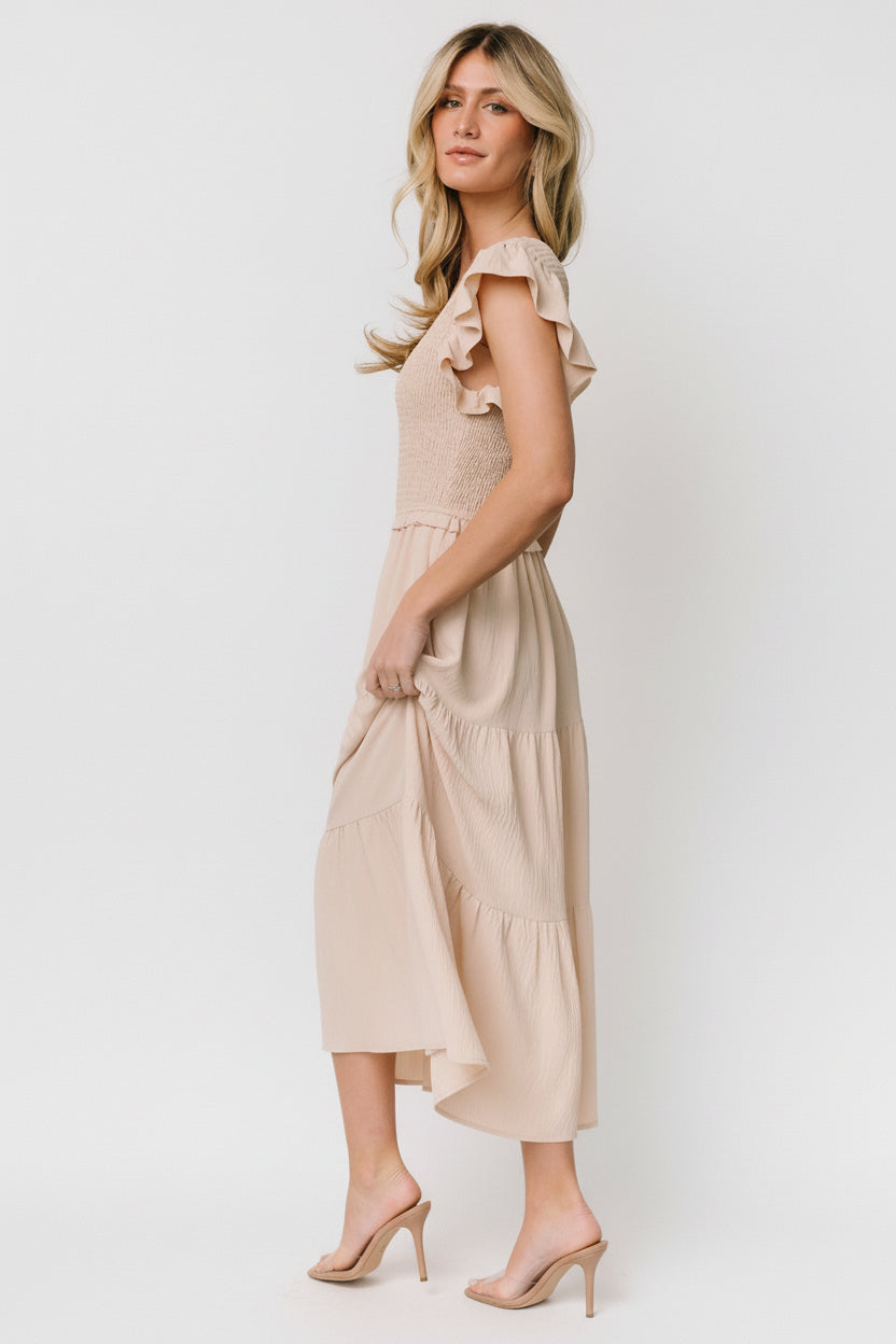 Afton Smocked Tiered Dress | Baltic Born Sand