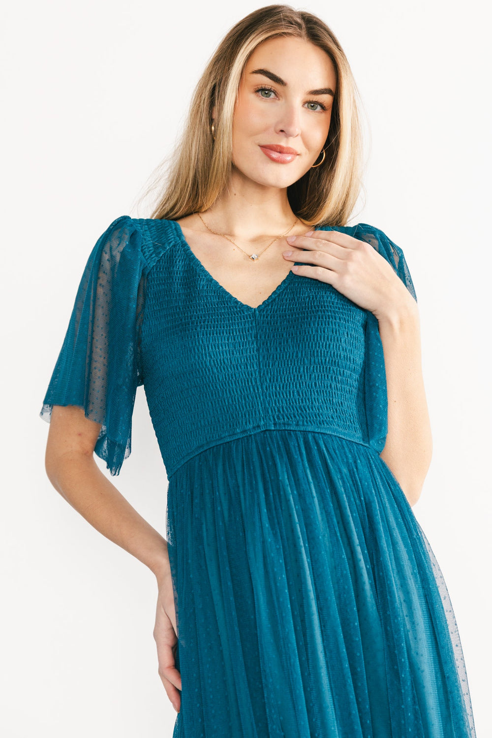 Martha Smocked Tulle Dress | Baltic Born Teal